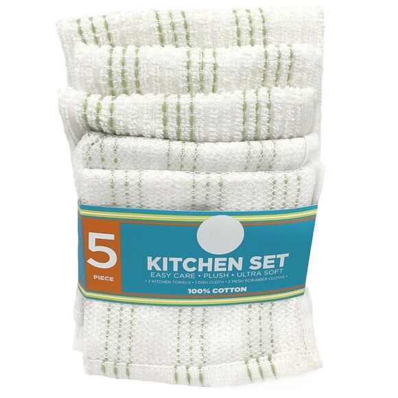 Sultan's Linens 5 PC Kitchen Towel, Dishcloth & Scrubber Set - Picture 3 of 5